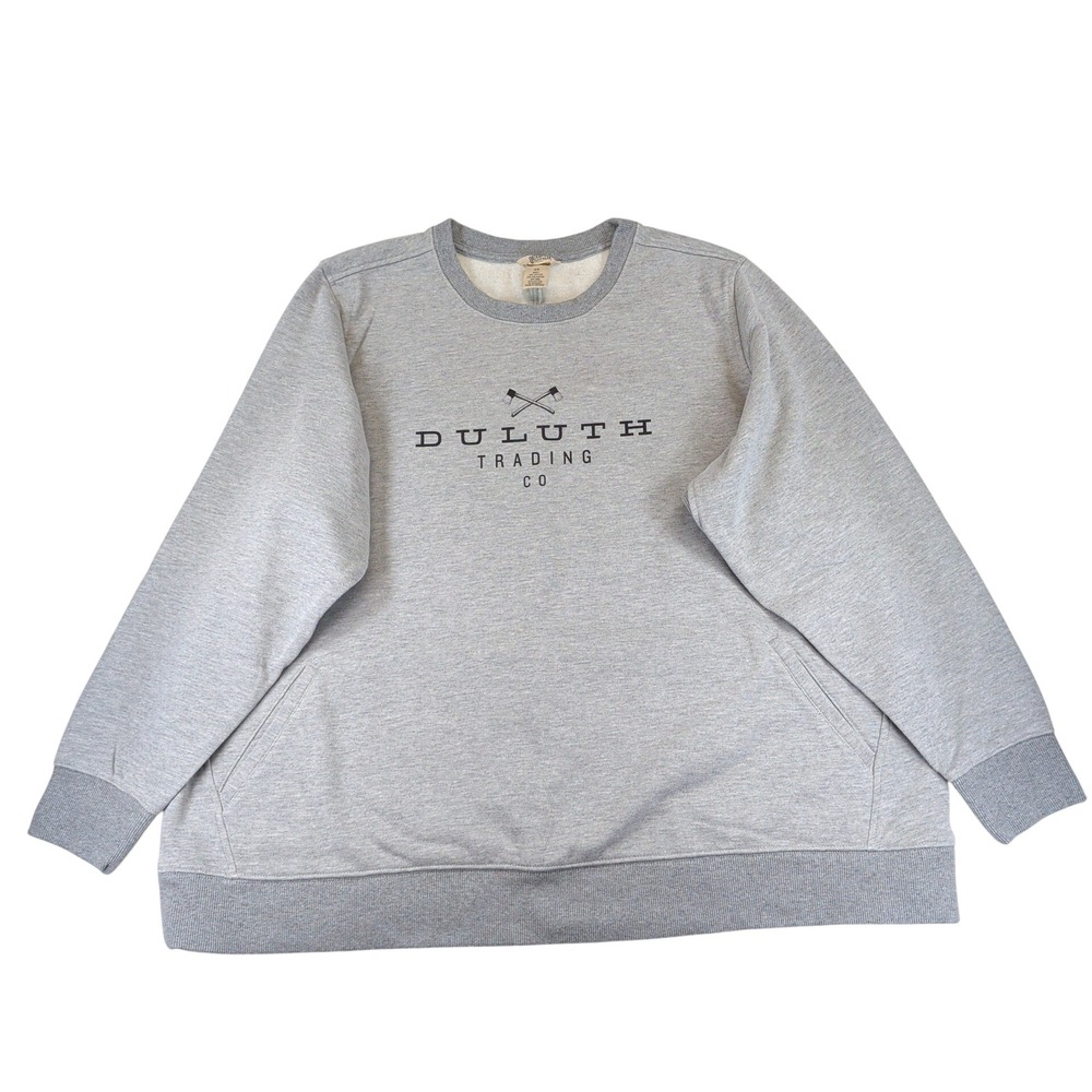 Duluth Trading Co Womens 2X Gray Logo Fleece Sweatshirt 83846 Graphic Pocket